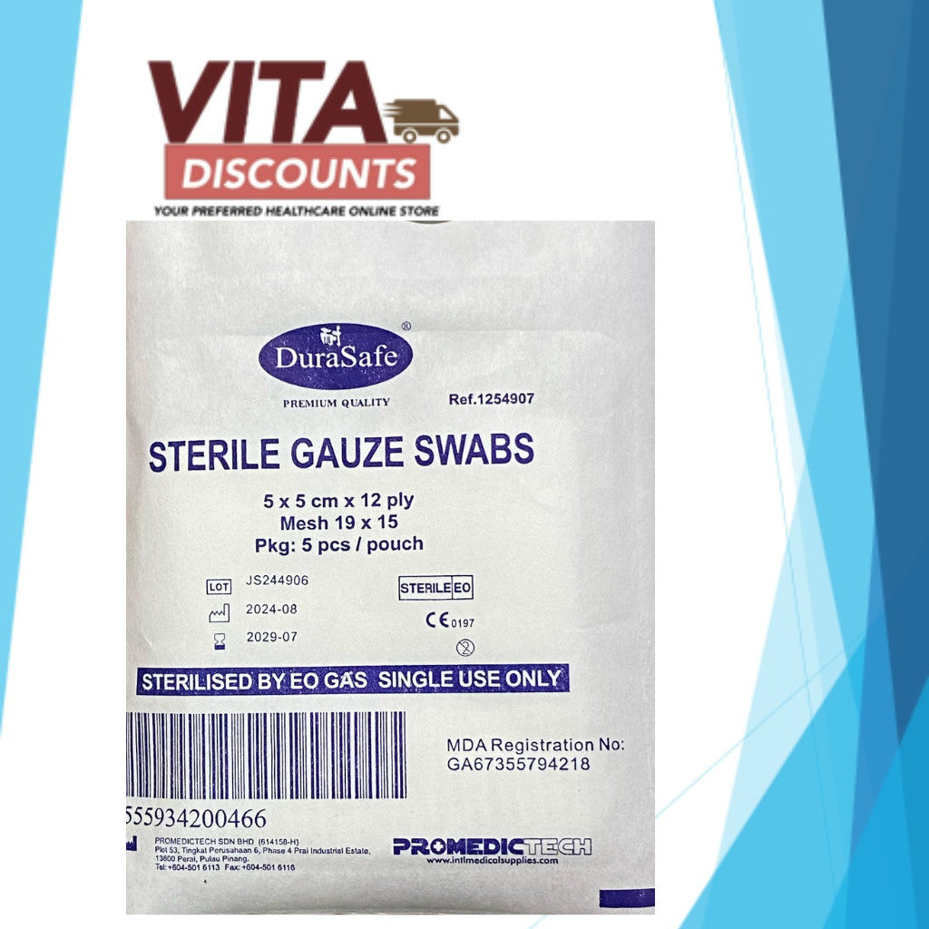Durasafe Sterile Gauze Swabs 5X5cm / 7.5X7.5cm / 10X10cm One Small Pack (5's)