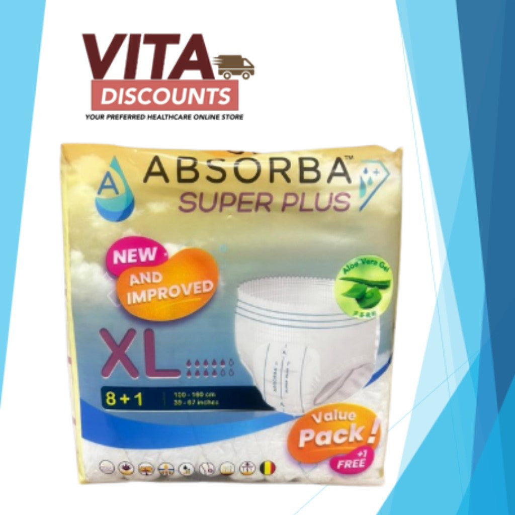 Absorba Super Plus/Nateen Super Adult Pants - Size M (10 + 1's)/L (9 + 1's)/XL (8 + 1's)