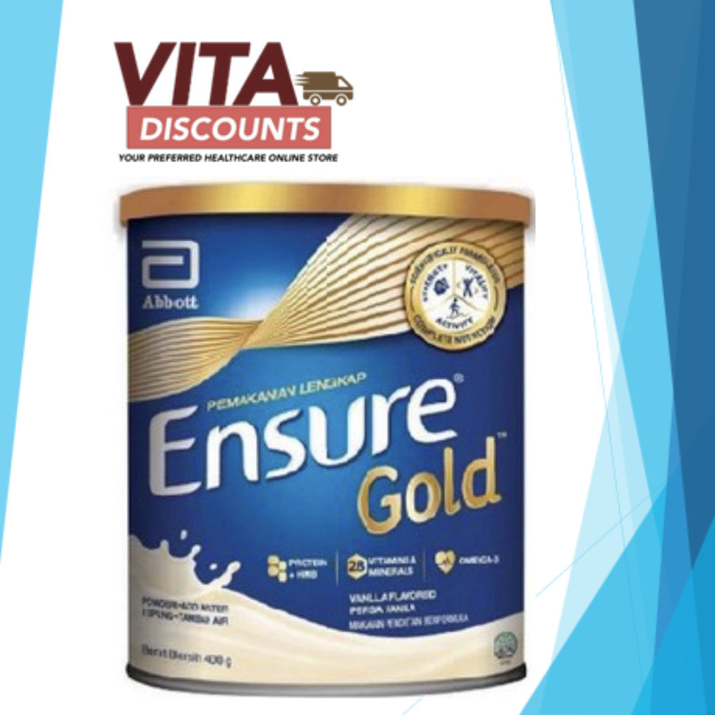 [TIN KECIL] ENSURE GOLD COMPLETE NUTRITION POWDER VANILLA / WHEAT / COFFEE  / CHOC / PLANT BASED ALMOND 400G