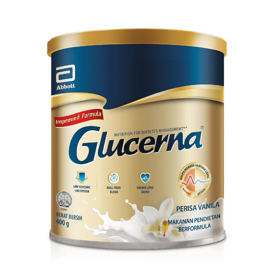 [JENIS TIN] GLUCERNA TRIPLE CARE POWDER VANILLA / WHEAT / CHOCOLATE 400G EXP01/2026