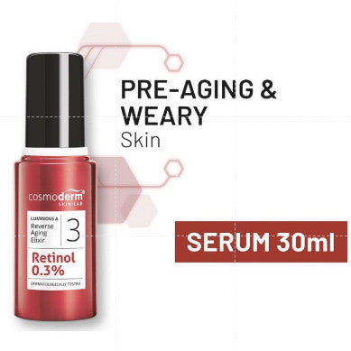 [RTC] [SAMPLE PACK] COSMODERM 3 RETINOL 0.3% LUMINOUS A REVERSE AGING ELIXIR 30ML