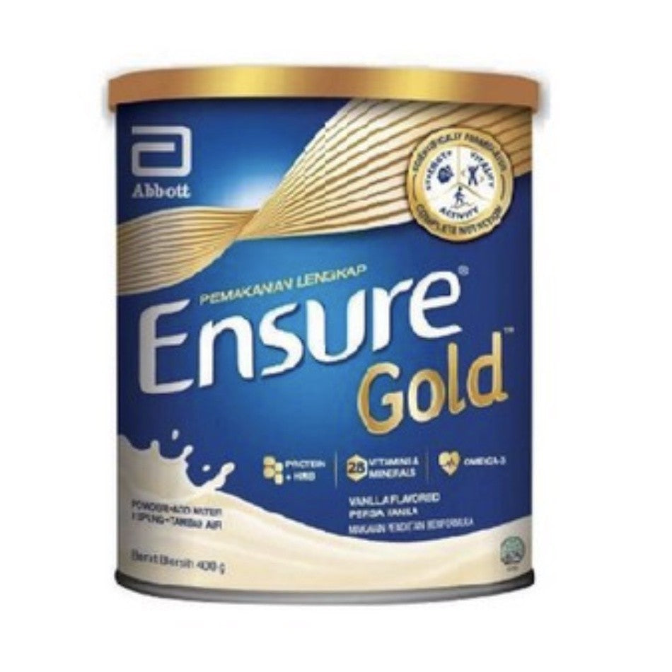 [TIN KECIL] ENSURE GOLD COMPLETE NUTRITION POWDER VANILLA / WHEAT / COFFEE  / CHOC / PLANT BASED ALMOND 400G
