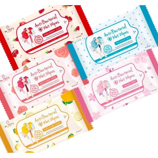 AU FAIRY ANTI-BACTERIAL WET WIPES ROSE FS / YUZU SC / SAKURA S / FRAGRANCE F / POMEGRANATE S 10S PACK-OF-4 EXP11/2023