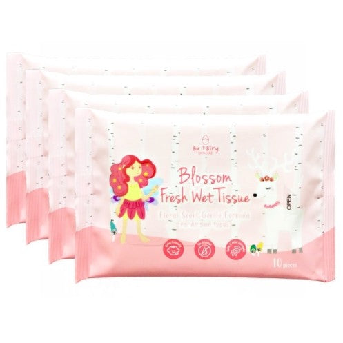 AU FAIRY BLOSSOM FRESH WET TISSUE FLORAL SCENT 10S PACK-OF-4