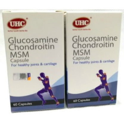 UHC GLUCOSAMINE CHONDROITIN MSM 314/200/100MG CAPS 60S PACK-OF-2 EXP01/2023