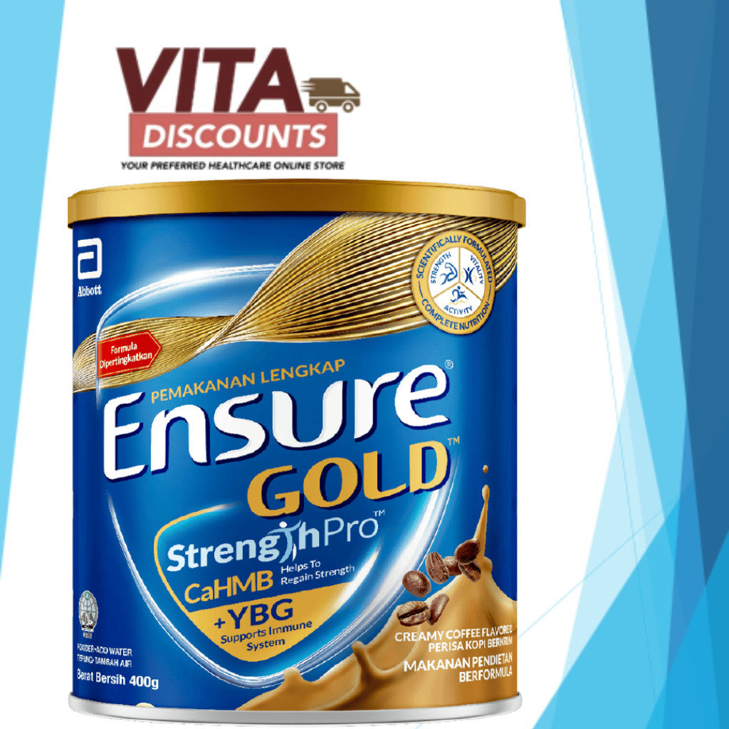 [TIN KECIL] ENSURE GOLD COMPLETE NUTRITION POWDER VANILLA / WHEAT / COFFEE / CHOC / PLANT BASED ALMOND 400G