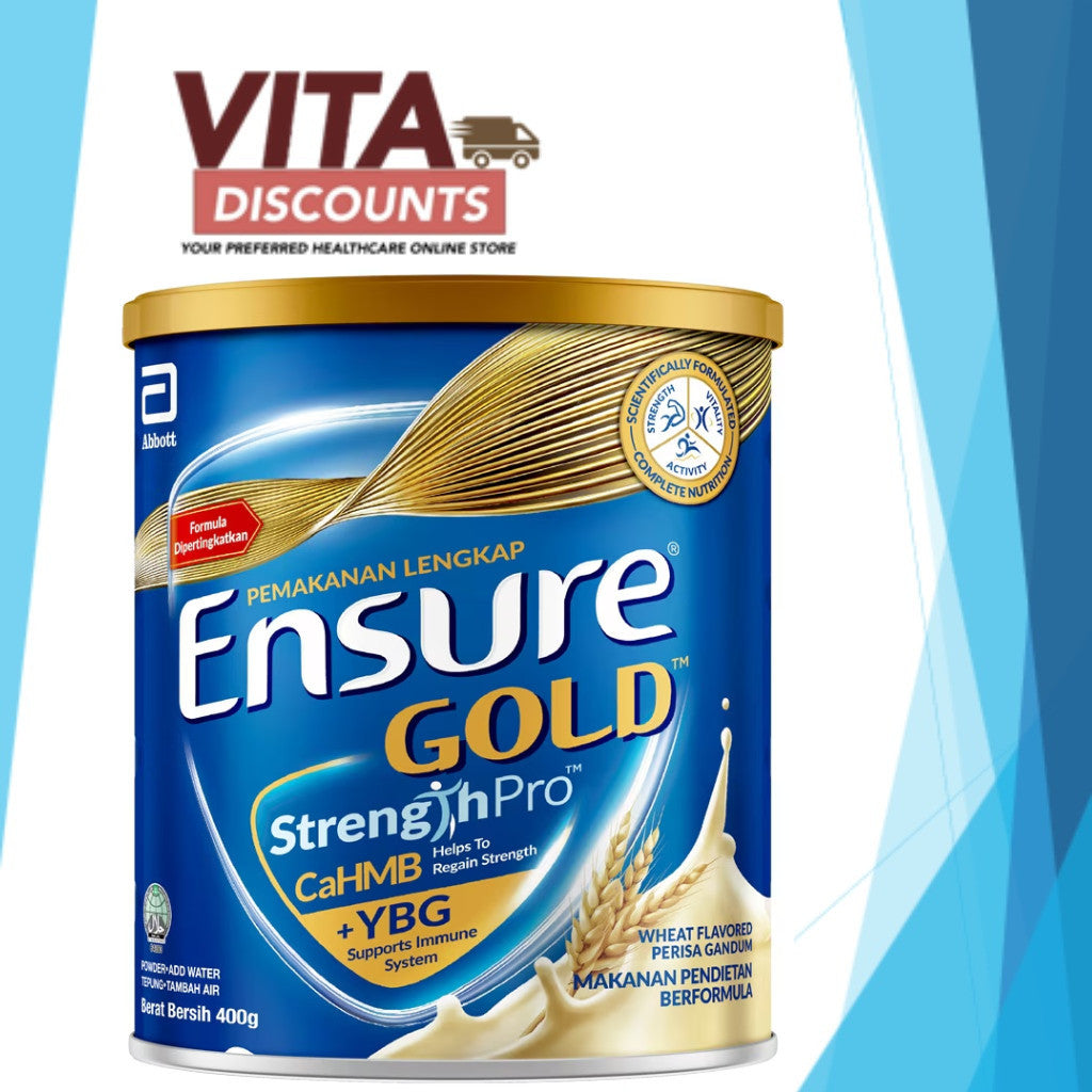 [TIN KECIL] ENSURE GOLD COMPLETE NUTRITION POWDER VANILLA / WHEAT / COFFEE / CHOC / PLANT BASED ALMOND 400G
