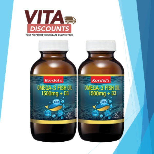 Kordel's Omega-3 Fish Oil 1500mg Plus Vitamin D3 Sgels (60's x 2 Pack) [Exp 08/2027]