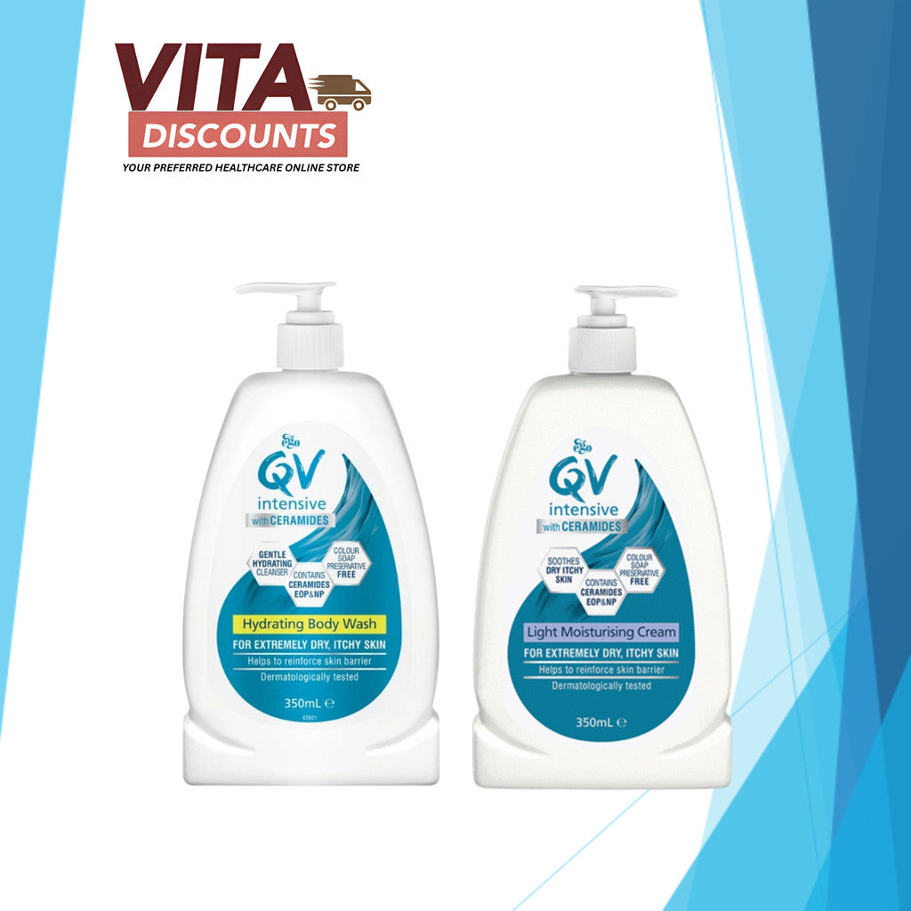 Qv Intensive With Ceramides - Hydrating Body Wash/Light Moisturising Cream (350ml)