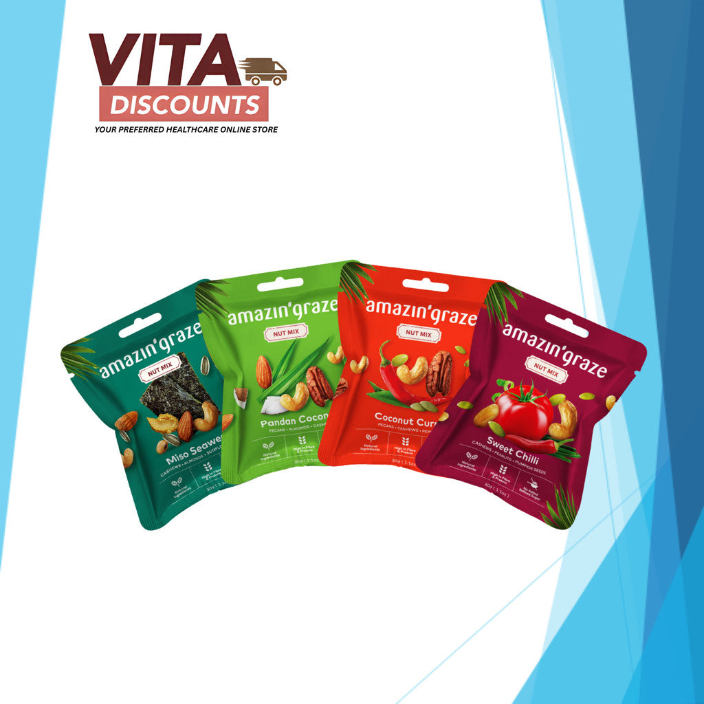 Amazin'Graze Nut Mix - Sweet Chilli/Nutty Protein/Immunity Booster/Coconut Curry Lime (30g)
