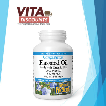 Natural Factors Flaxseed Oil Cold Pressed 1300mg Sgels (90's)