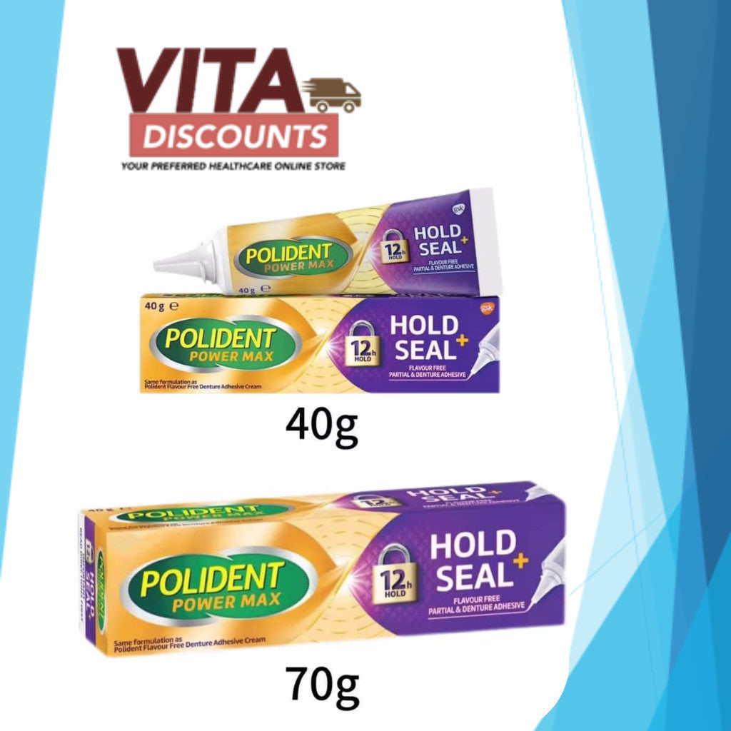 Polident Power Max Hold+Seal Flavour Free (40g/70g) [Exp 03/2027]