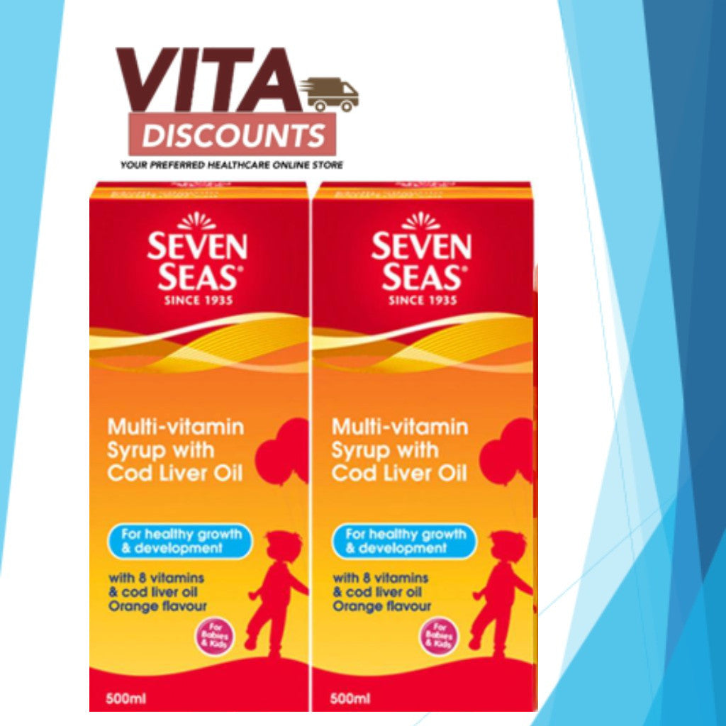 Seven Seas Multi-Vitamin Syrup With Cod Liver Oil (500ml x 2 Pack)