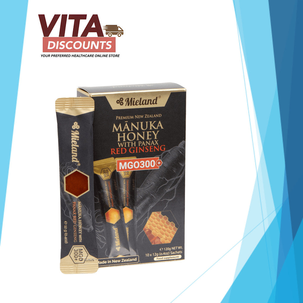 Mieland Manuka Honey With Panax Red Ginseng mgo300+ (12g x 10's) [Exp 12/2026]