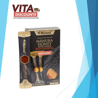 Mieland Manuka Honey With Panax Red Ginseng mgo300+ (12g x 10's) [Exp 12/2026]