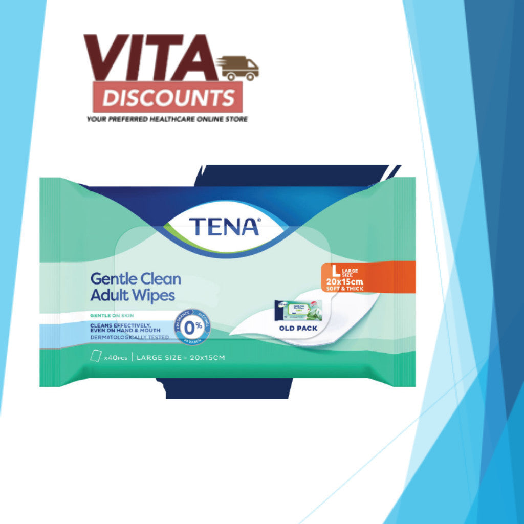 Tena Gentle Clean Adult Wipes Larger Size (20 x 15cm x 40's)