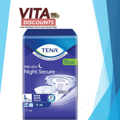 Tena Night Secure Maxi Adult Diapers - Size M/L (1 Pack x 8's/9's)