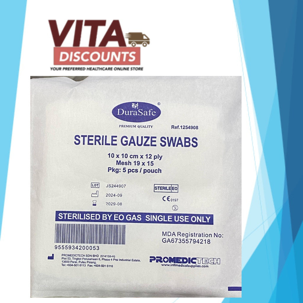 Durasafe Sterile Gauze Swabs 5X5cm / 7.5X7.5cm / 10X10cm One Small Pack (5's)