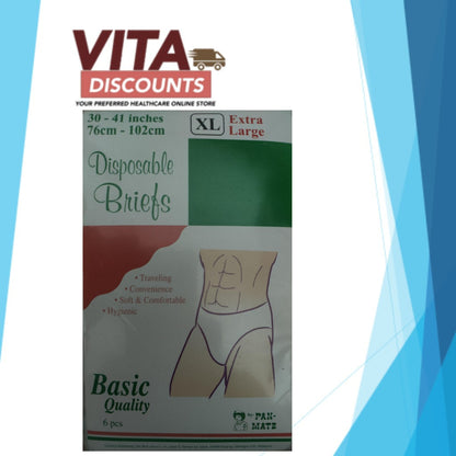 Pan-Mate Disposable Briefs/Panties - Size M/L/XL/XXL (6's)