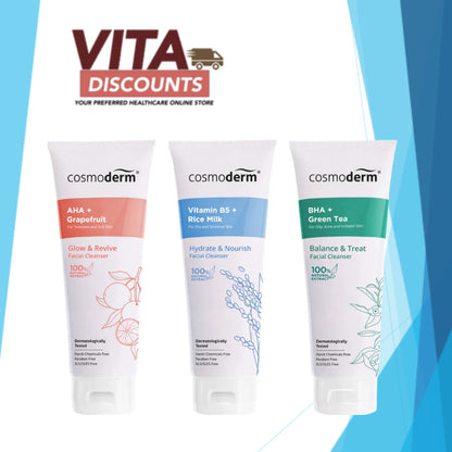 Cosmoderm Facial Cleanser - Glow & Revive/Hydrate & Nourish/Balance & Treat (100ml) [Exp 02/2027]