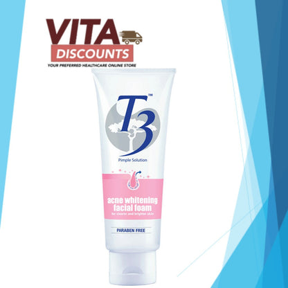 T3 Pimple Solution Acne Whitening Facial Foam (100g) [Exp 10/2027]