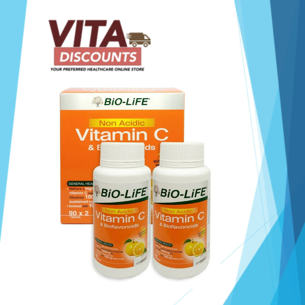 Bio-Life Non Acidic Vitamin C & Bioflavonoids Tabs Big Pack (90's x 2 Pack) [Exp 11/2027]