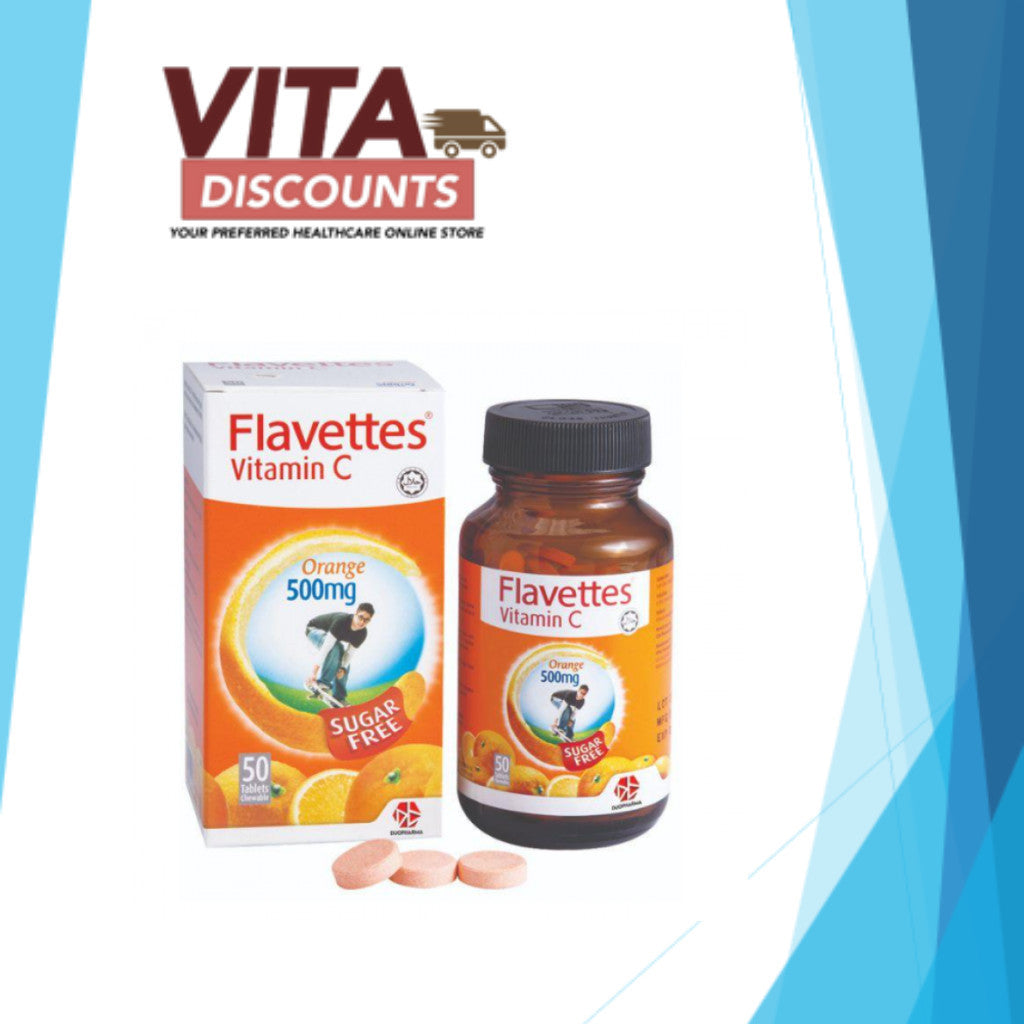 Flavettes Vitamin C 500mg Sugar Free Tabs Orange (50's) [Exp 11/2028]