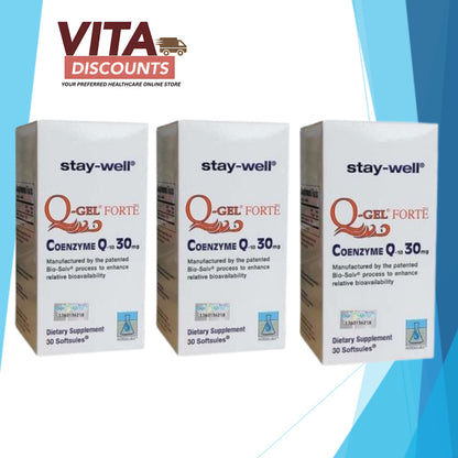 Stay-Well Q-Gel Forte 30mg Caps (30's x 3 Pack) [Free Gift]