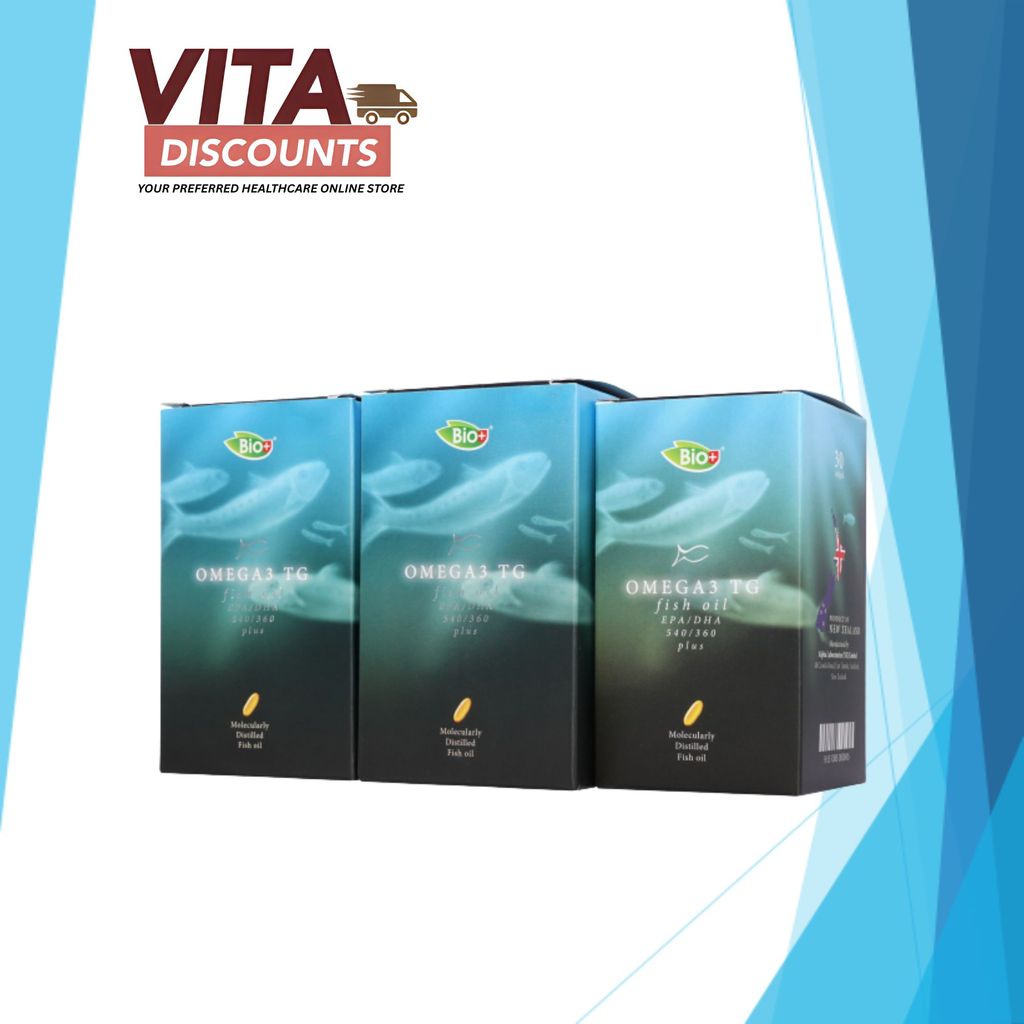 Bio+ Omega3 Tg Fish Oil Plus 540/360mg Sgels (60's x 2 Pack + 30's) [Exp 07/2027]