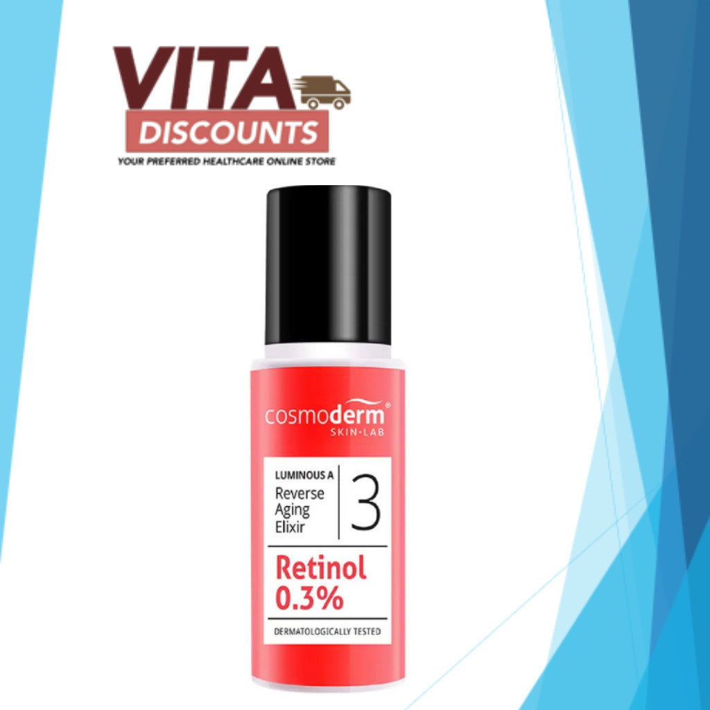 Cosmoderm 3 Retinol 0.3% Luminous A Reverse Aging Elixir (30ml) [Exp 01/2028]