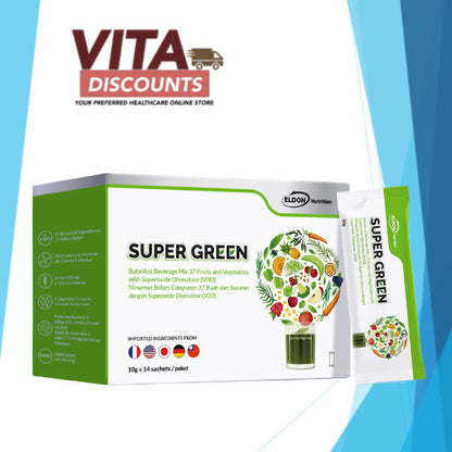 Eldon Nutrition Super Green Powder (10g) (14's) Pack-Of-2+Gift [Exp 05/2027]  [Extra 2 Gift]