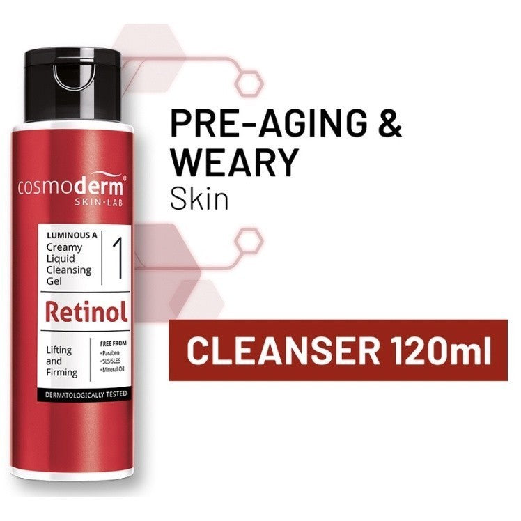 Cosmoderm 1 Retinol Luminous A Creamy Liquid Cleansing Gel (120ml) [Exp 02/2027]
