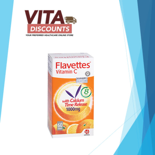 Flavettes Vitamin C 1000mg With Calcium Time Release Tabs (60's) [Exp 07/2027]