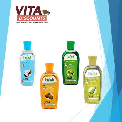 Franch Herbal Hair Oil - Amla/Coconut/Aloe Vera/Almond (100ml/200ml) [Exp 02/2027]