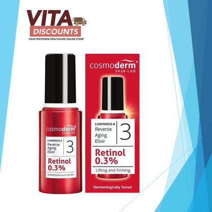 Cosmoderm 3 Retinol 0.3% Luminous A Reverse Aging Elixir (15ml) [Exp 11/2027]