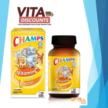 Champs Vitamin C 30mg Tabs Orange (100's x 1/2 Pack) [Exp 06/2027]