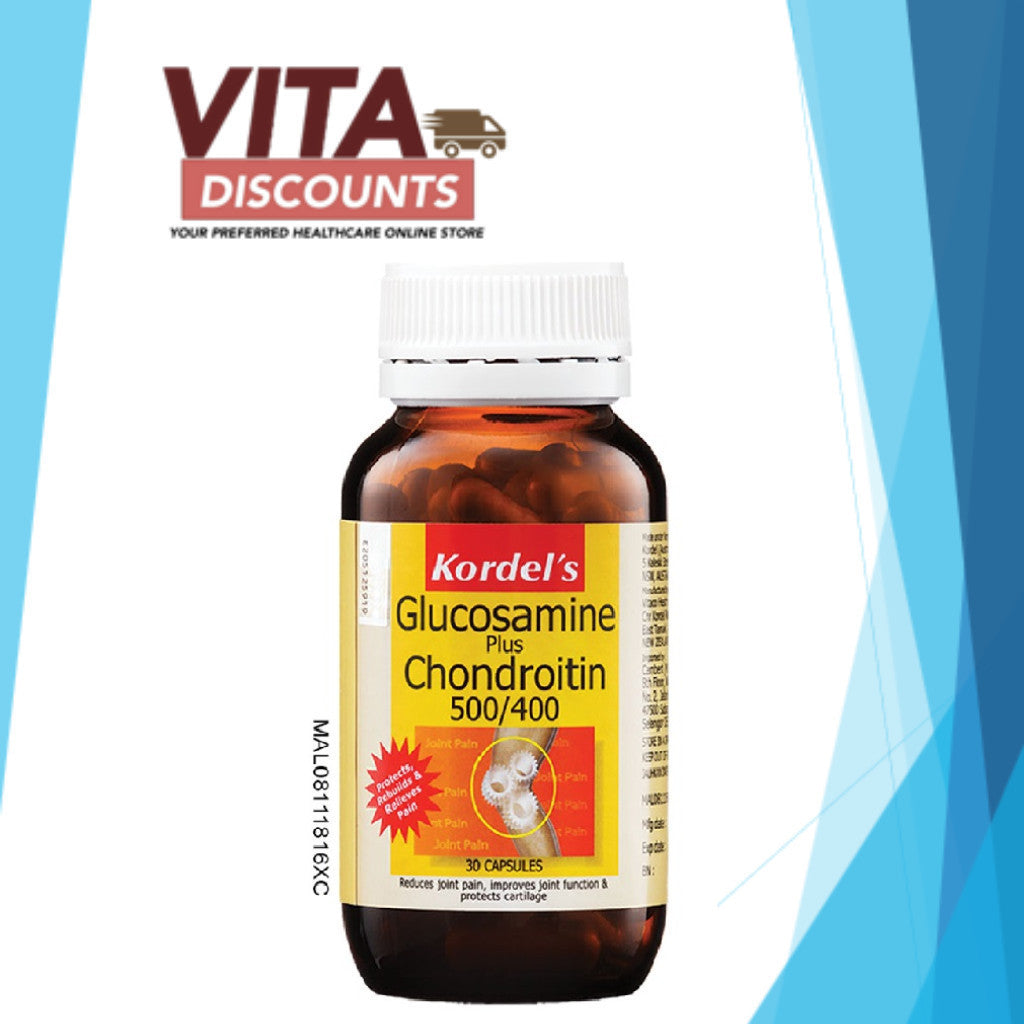 Kordel's Glucosamine Plus Chondroitin 500/400mg Caps Small Bottle (30's)