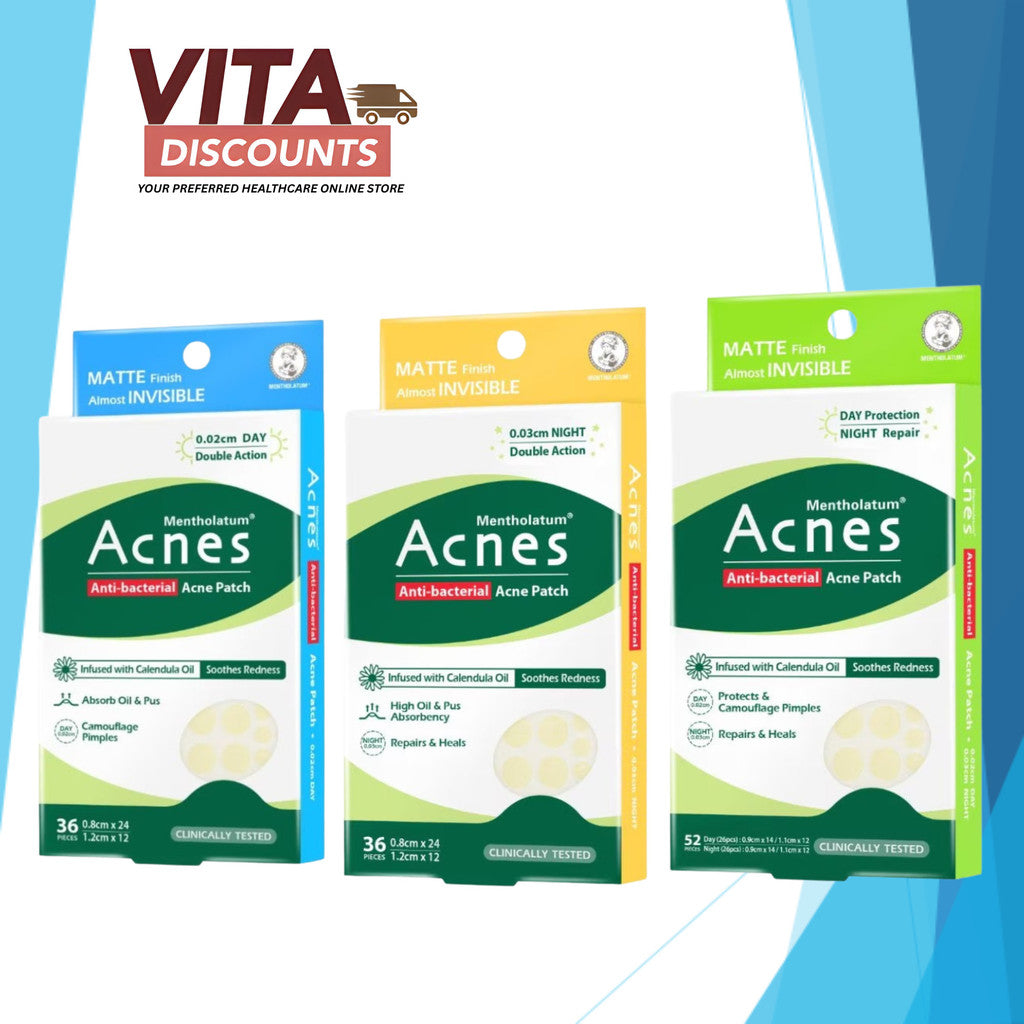 Mentholatum Acnes Anti-Bacterial Acne Patch - Day/Night/Day & Night (36's/52's) [Exp 07/2028]