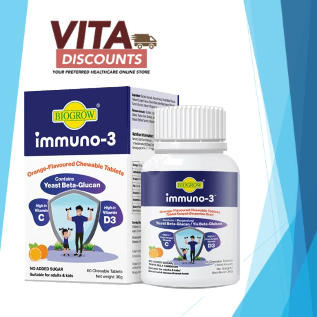 Biogrow Immuno-3 Orange-Flavoured Ctabs (60's)
