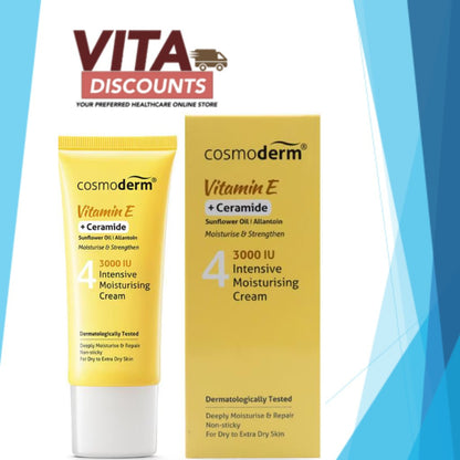 Cosmoderm Vitamin E + Ceramide Intensive Moisturising Cream 3000Iu (50ml)