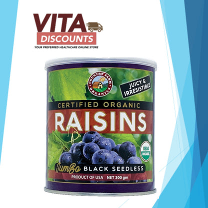 Country Farm Organics Certified Organic Raisins Black Seedless (300g)
