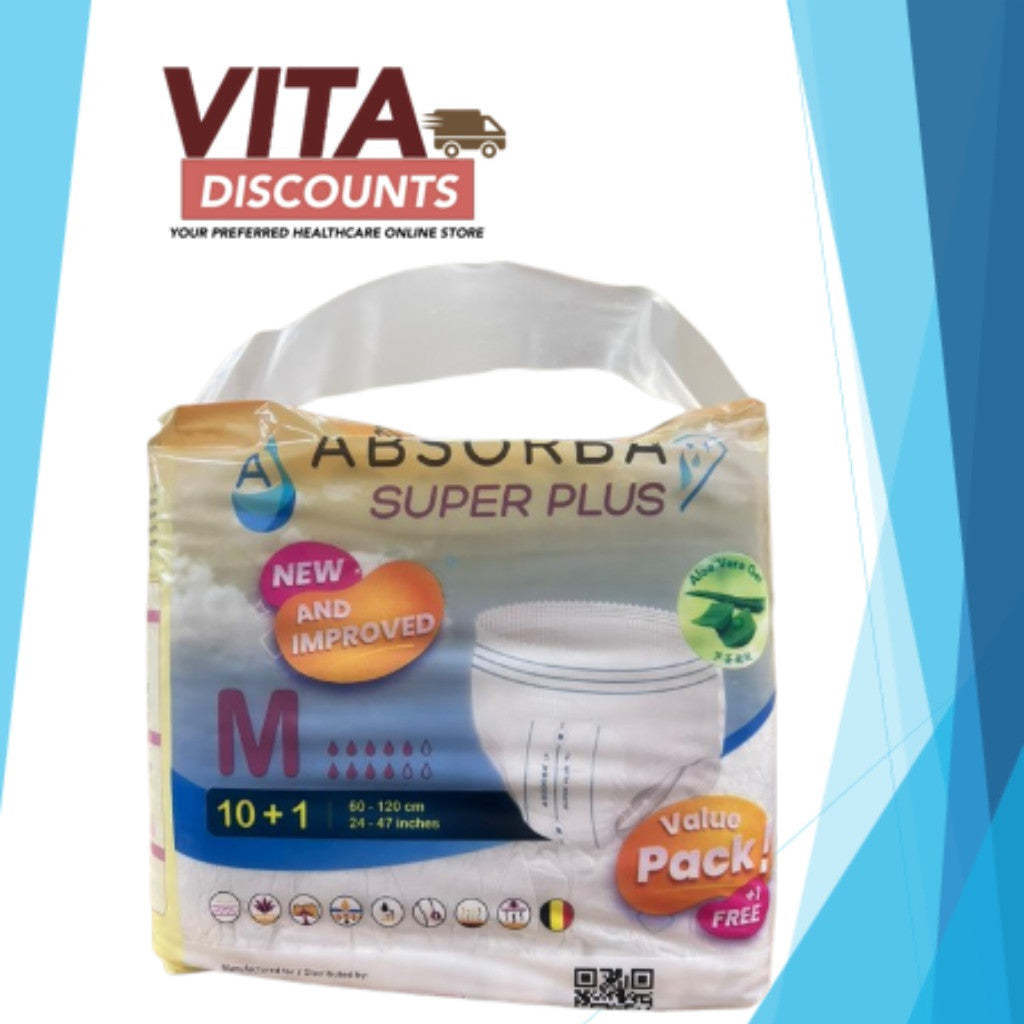 Absorba Super Plus/Nateen Super Adult Pants - Size M (10 + 1's)/L (9 + 1's)/XL (8 + 1's)