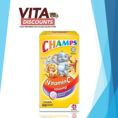 Champs Vitamin C 100mg Tabs Blackcurrant (100's x 1/2 Pack) [Exp 03/2028]
