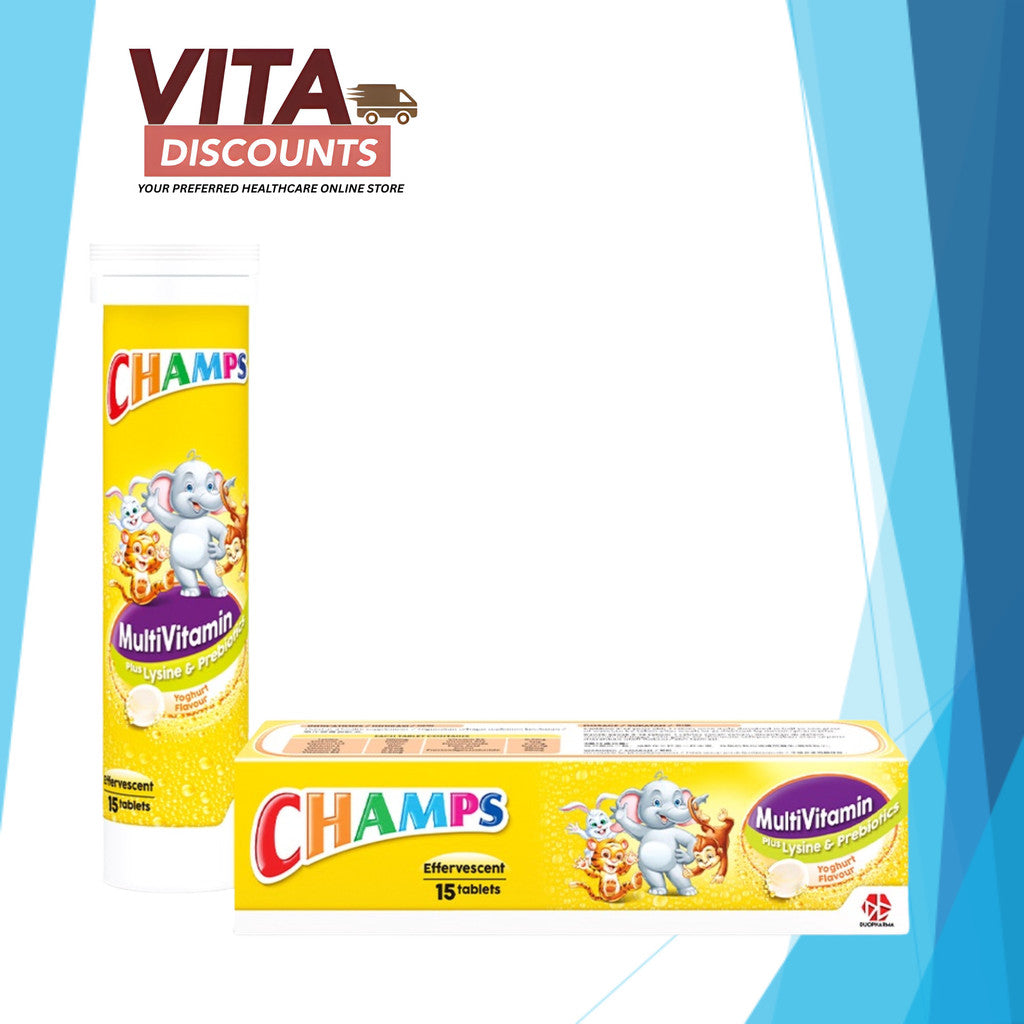 Champs Effervescent Multivitamin Plus Lysine & Prebiotics Yoghurt Etabs Single Tube (15's)
