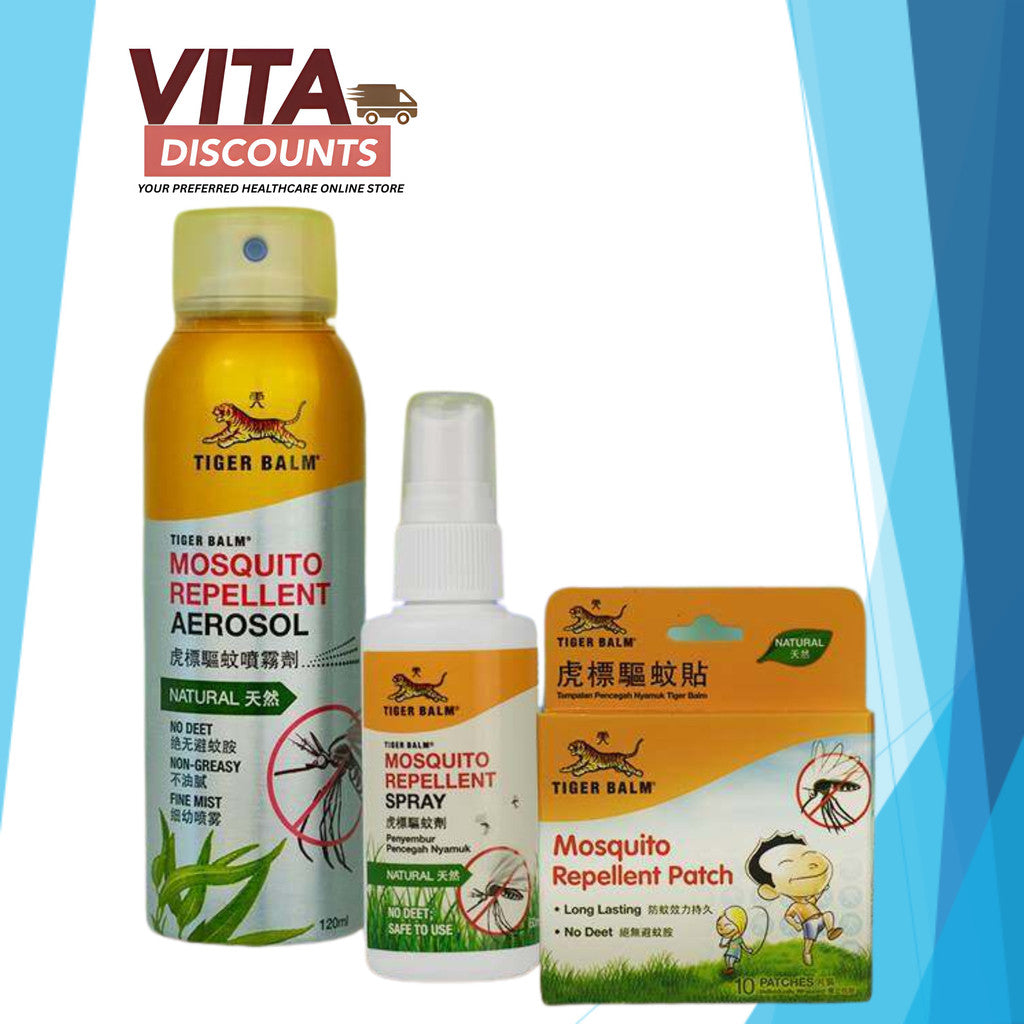 Tiger Balm Mosquito Repellent - Aerosol/Spray/Patch (120ml/60ml/10's) [Exp 04/2027]