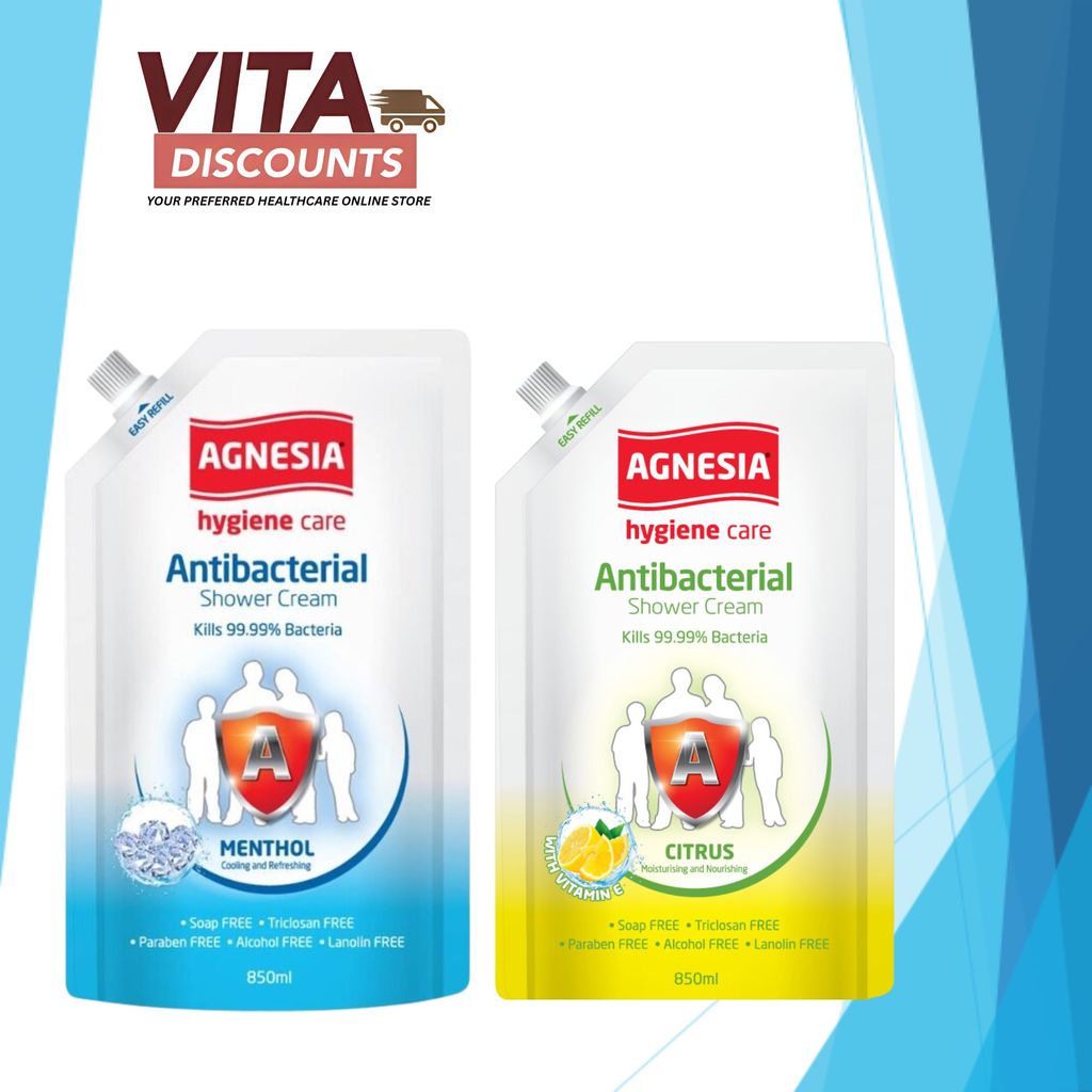 Agnesia Antibacterial Shower Cream - Citrus/Menthol (850ml x 1/2 Pack) [Exp 07/2027]