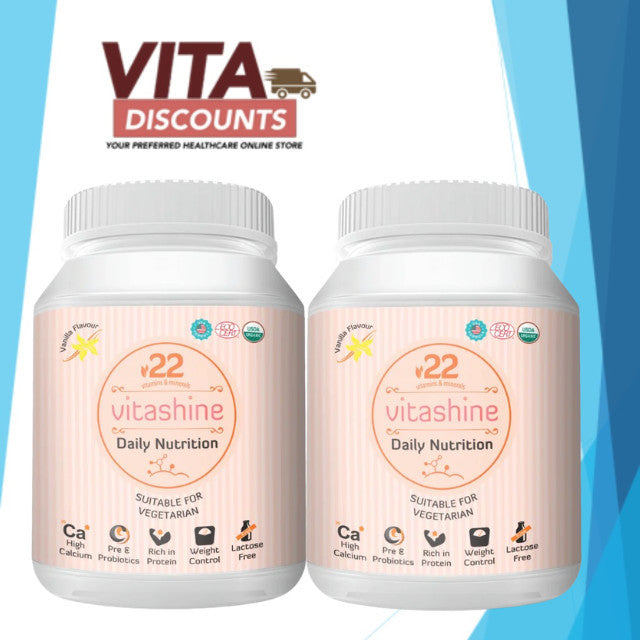 Vitashine Daily Nutrition Vanilla Flavour Powder (900g) Pack-Of-2 [Exp 09/2027]  [Extra 2 Gift]