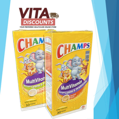 Champs Effervescent Multivitamin Plus Lysine & Prebiotics Orange/Yoghurt Etabs (30's) [Exp 11/2026]