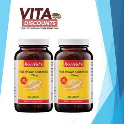 Kordel's Wild Alaskan Salmon Oil 1000mg Caps (120's x 2 Pack)