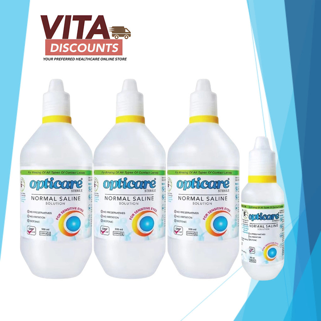 Opticare Normal Saline Solution (500ml x 3 Pack + 120ml) [Exp 12/2028]